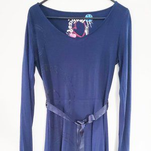 Desigual long sleeve midnight blue midi dress M